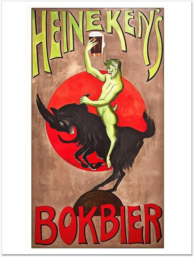 Heineken Bok Bier Reclame Poster Affche 45x60cm Bokbier, Verzenden, Nieuw, Reclamebord, Plaat of Schild, Heineken