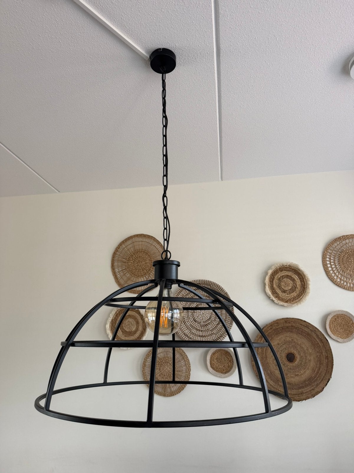 Industriele lamp zwart ijzer, Ophalen, Zo goed als nieuw