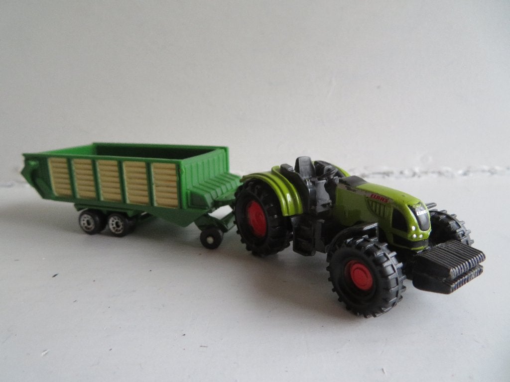 Siku Claas Tractor met aanhanger opknapper, Hobby en Vrije tijd, Ophalen of Verzenden, Gebruikt, Tractor of Landbouw