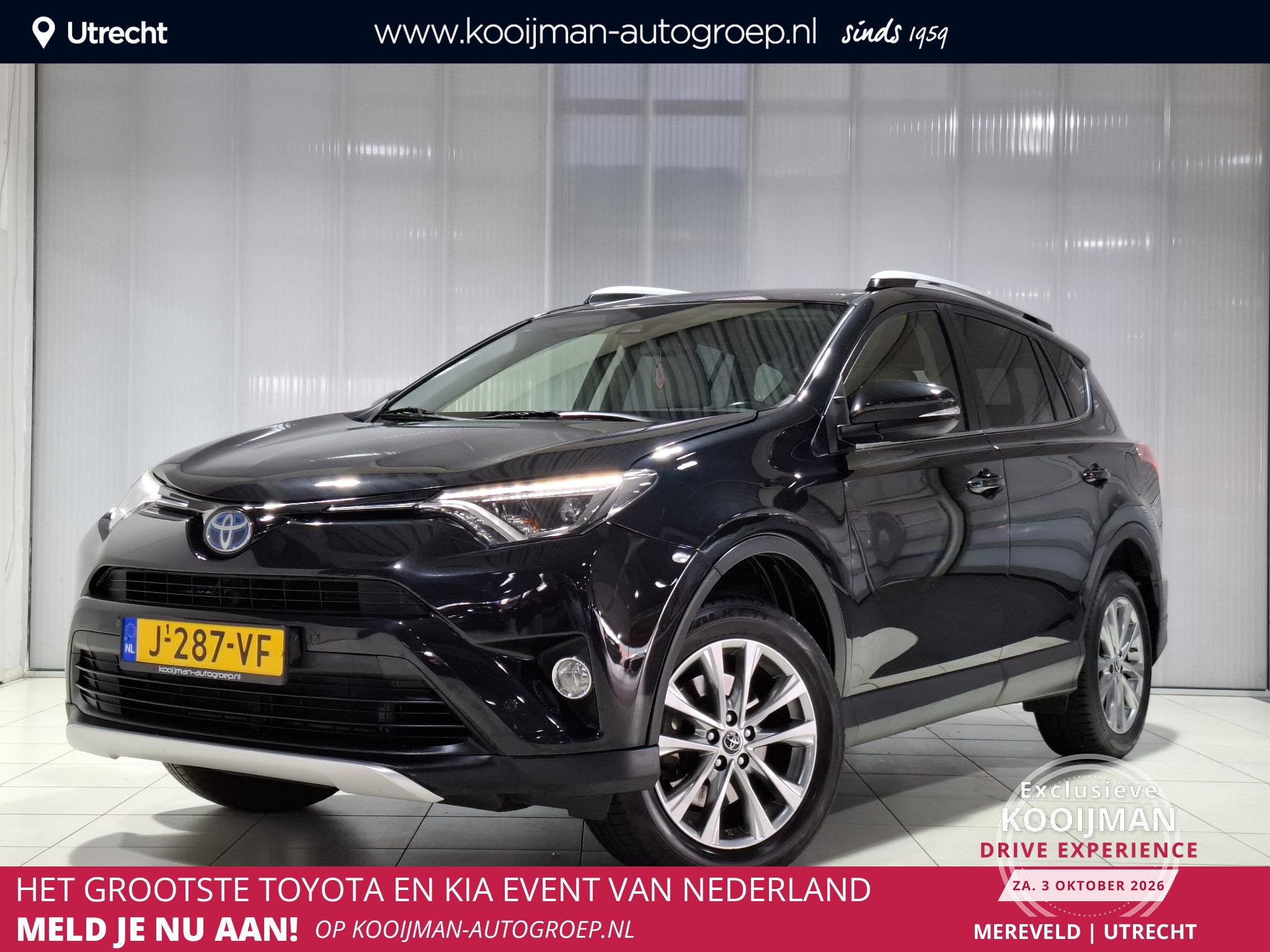 Toyota RAV4 2.5 Hybrid Executive Lederen bekleding , Navigat, Auto's, Dealer onderhouden, Gebruikt, Euro 6, Zwart