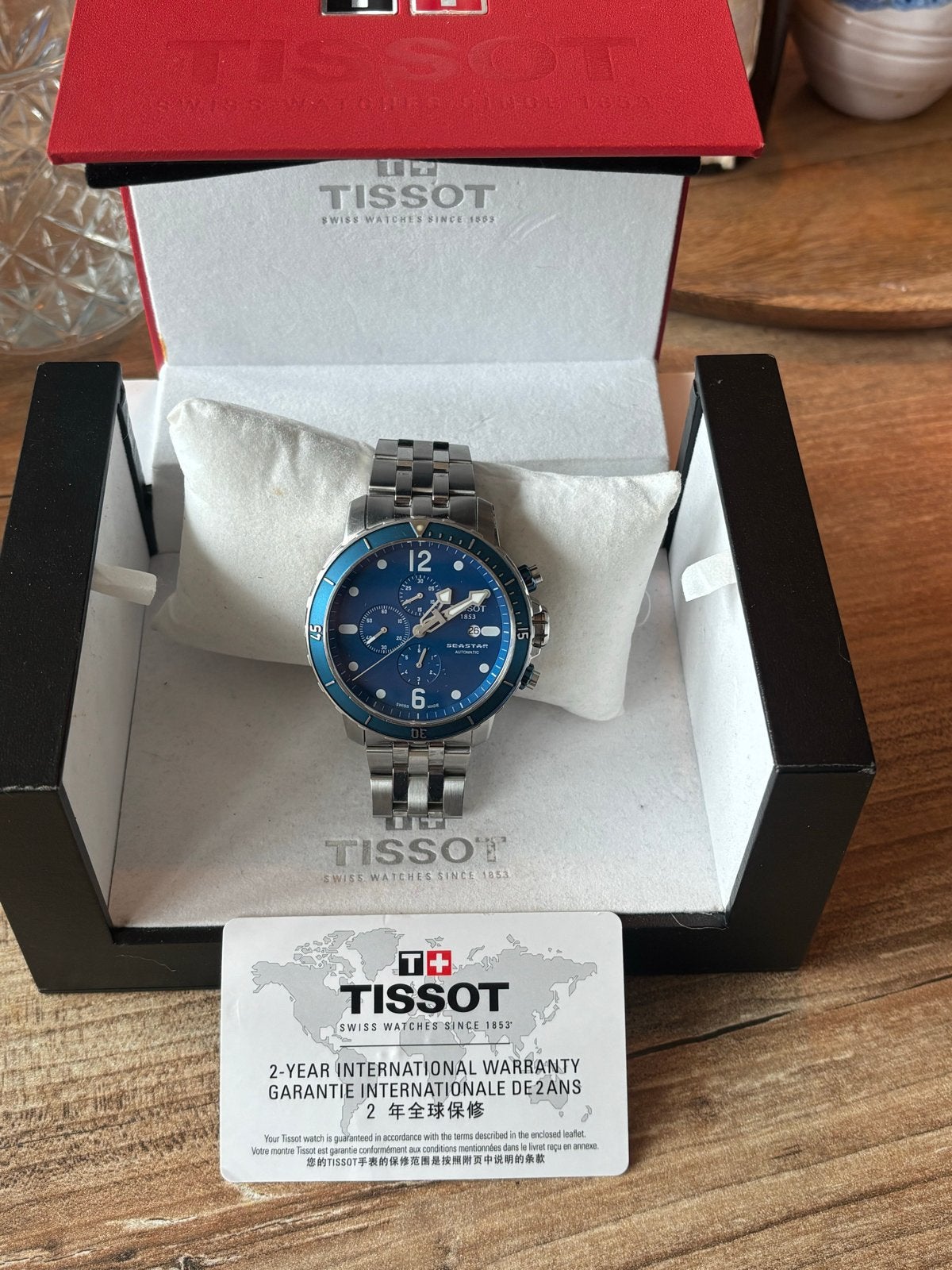 Tissot Seastar 1000 Chronograaf 48mm T066.427.17.047.00, Ophalen of Verzenden, Waterdicht, Zo goed als nieuw, Blauw