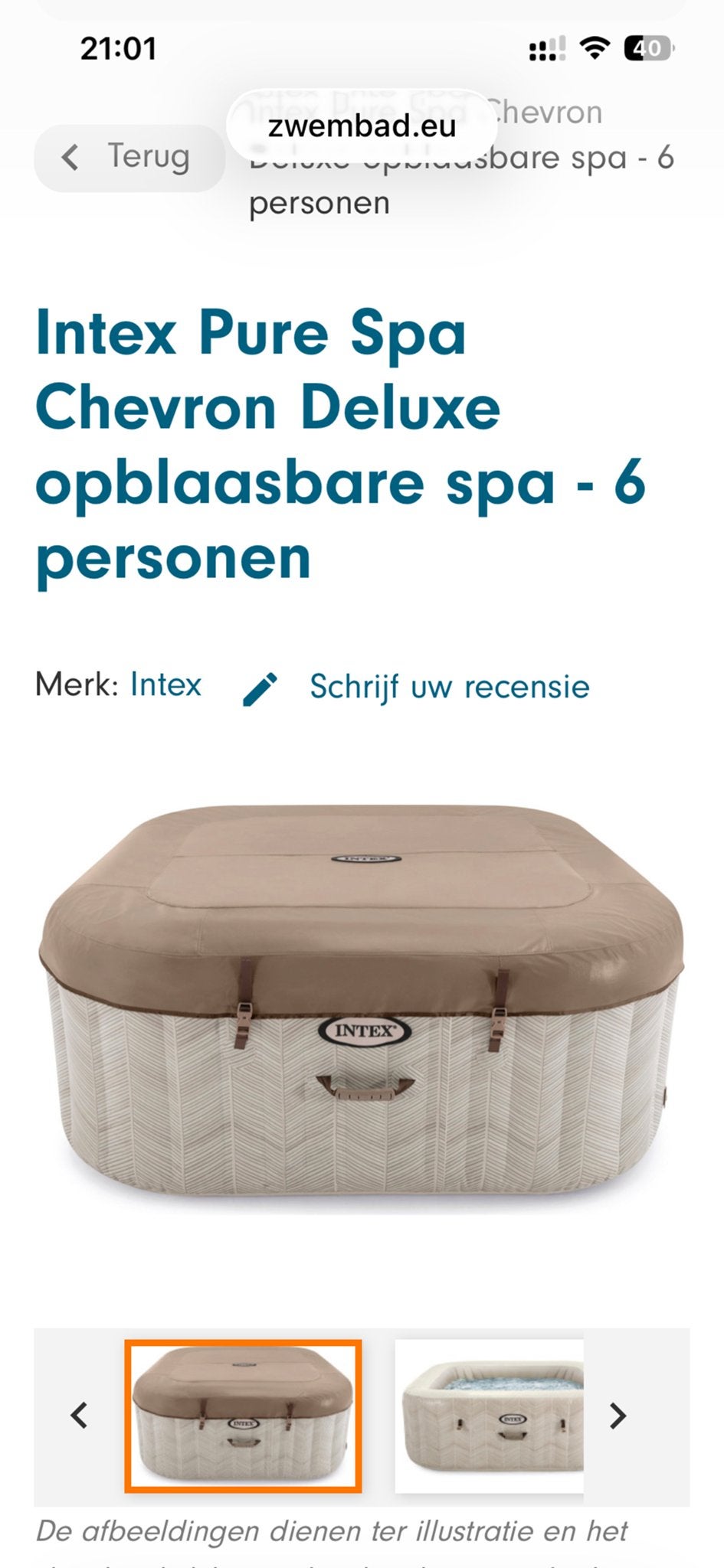 Intex Pure Spa Chevron Deluxe opblaasbare spa - 6 pers., Ophalen of Verzenden, Zo goed als nieuw, Afdekzeil, Opblaasbaar