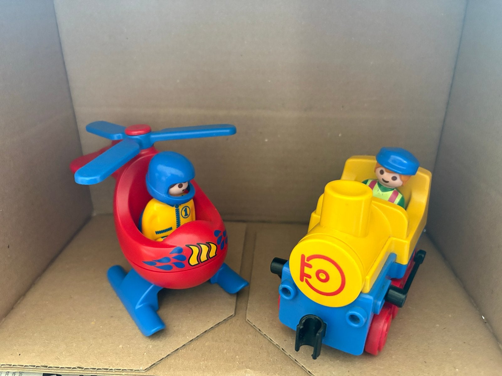 Playmobil 1.2.3 Helikopter en Trein met Figuren, Gebruikt, Complete set, Voertuig, 1.2.3