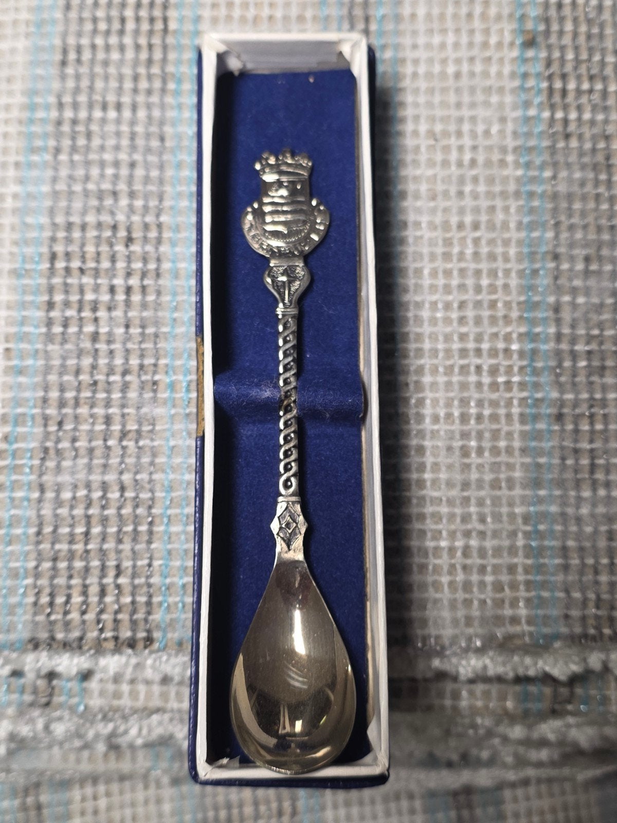 Vintage Selecta verzamellepel met kroon en wapenschild, Antiek en Kunst, Ophalen of Verzenden