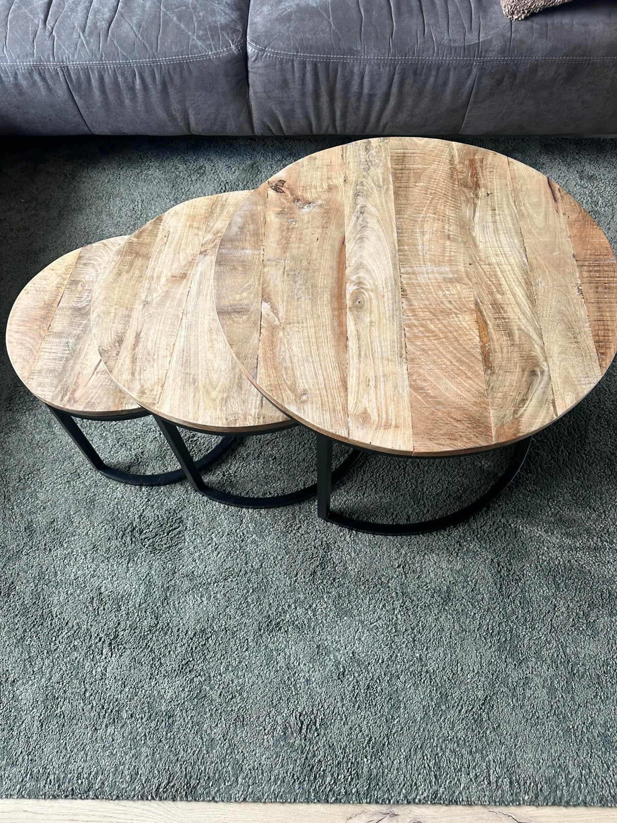 Mango houten salontafel, Ophalen, Rond, 50 tot 100 cm, Zo goed als nieuw