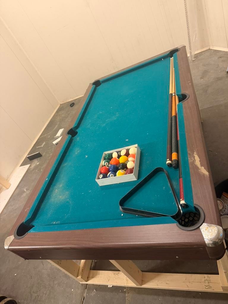 Pooltafel met houten onderstel, Ophalen, Zo goed als nieuw