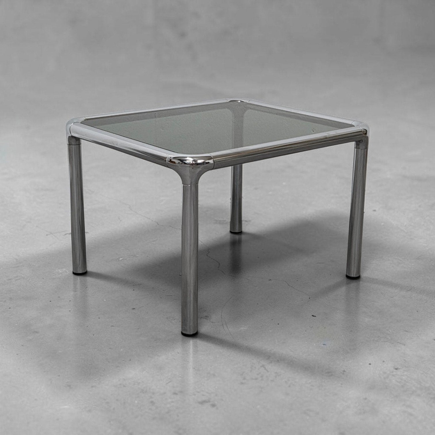 Étienne Fermigier bijzettafel chroom jaren 70 editie Monix, Ophalen, Zilver, Metaal, 40 cm