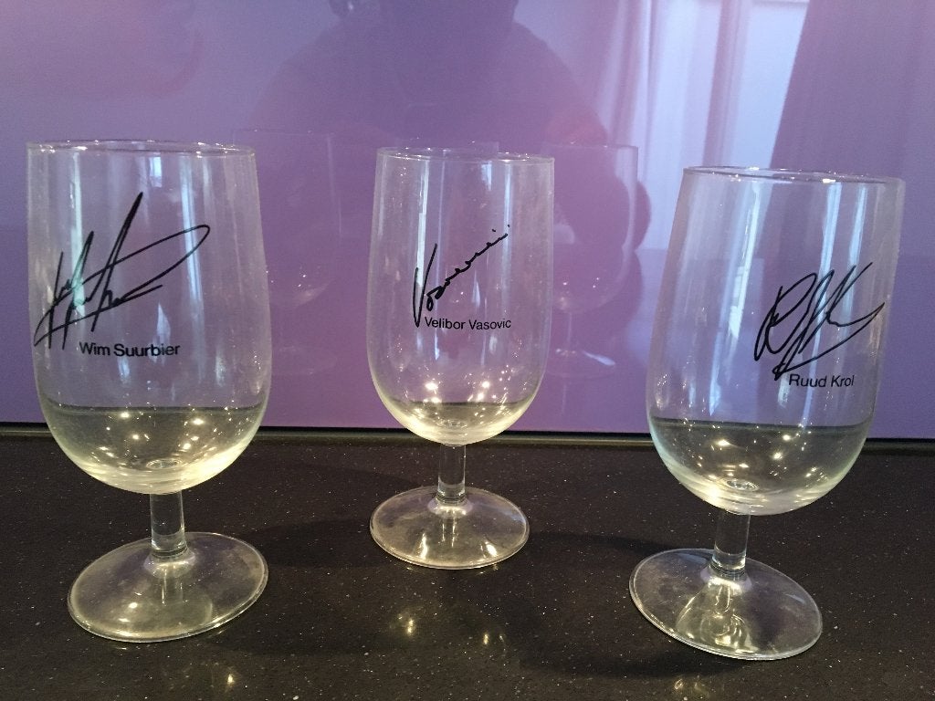 AJAX GLAZEN MET ORIGINELE HANDTEKENING, Ophalen of Verzenden, Zo goed als nieuw, Ajax, Overige typen
