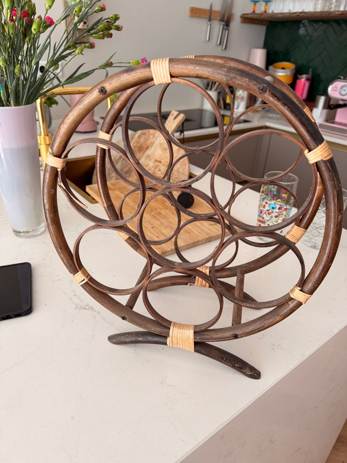 Houten wijnrek met lichte beschadiging, Gebruikt, 5 tot 15 flessen, Ophalen of Verzenden, 5 – 50