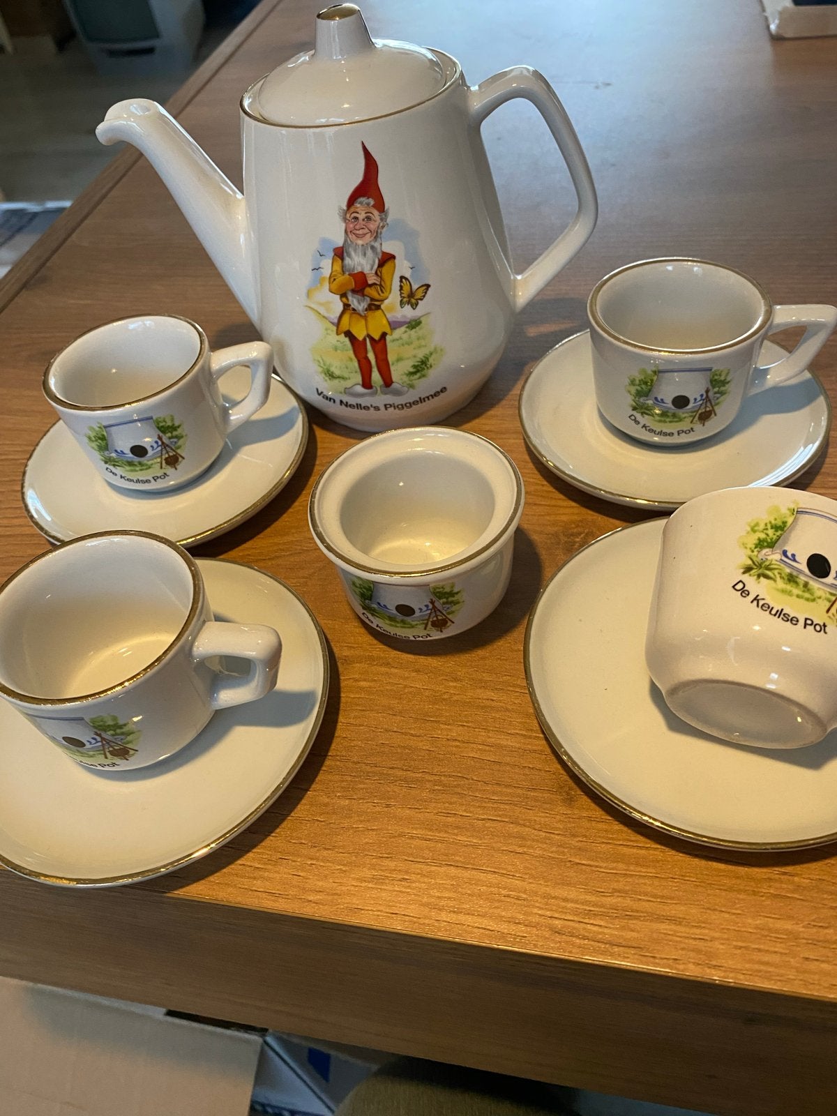 Vintage Van Nelle's Piggelmee theeservies, Gebruikt, Overige merken, Keramiek, Vintage