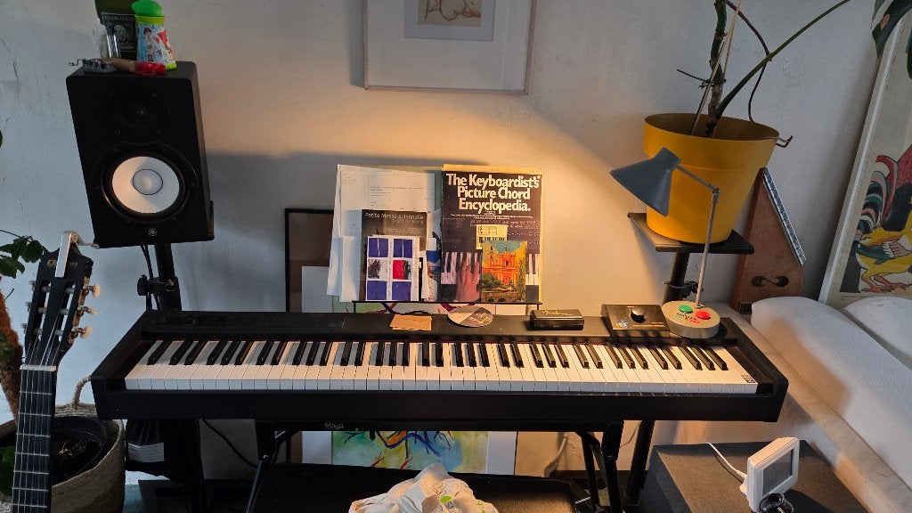 Piano Korg D1 + stand + stool, Ophalen, Zwart, Digitaal, Zo goed als nieuw