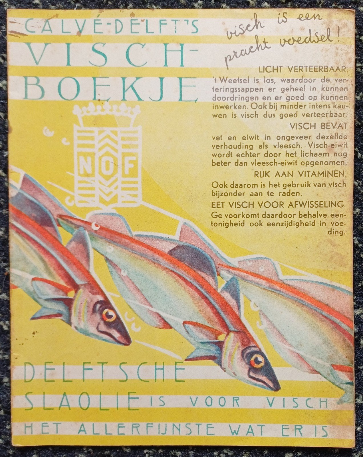 Calvé-Delft's Visch-Boekje - Recepten uit 1935, Gelezen, Hoofdgerechten, Ophalen of Verzenden, Calvé-Delft