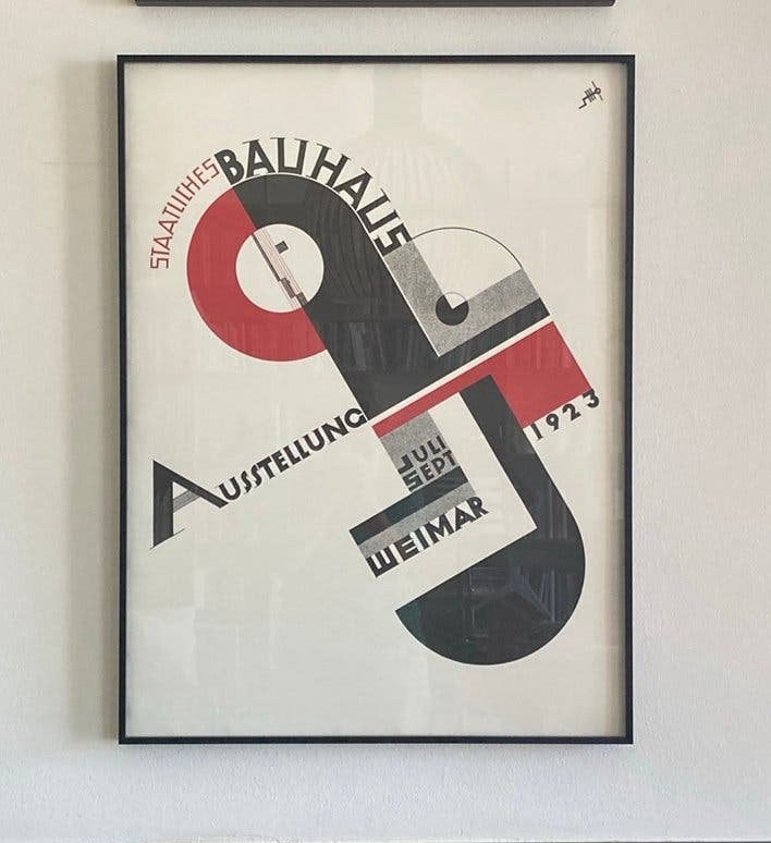 Fraai ingelijst affiche Bauhaus 1923 Weimar, Ophalen, Rechthoekig Staand, Met lijst, Deurposter of groter