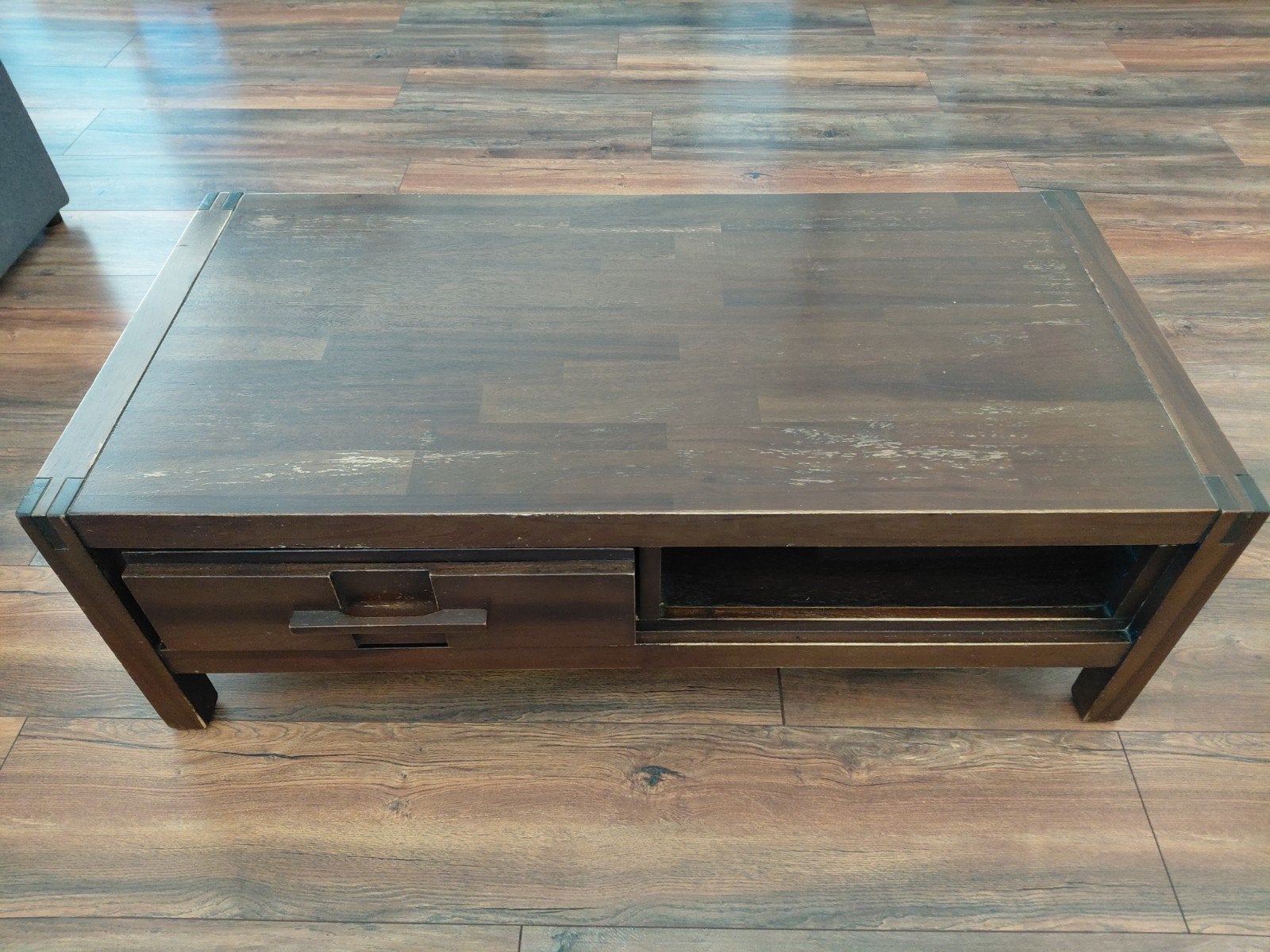Robuuste salontafel met lade en opbergvak, Ophalen, 100 tot 150 cm, 50 tot 100 cm, Overige houtsoorten