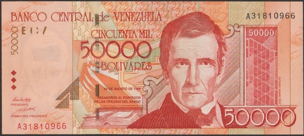 Venezuela 50.000 bolivares 1998 UNC p.83 (# 35), Verzenden, Zuid-Amerika, Los biljet