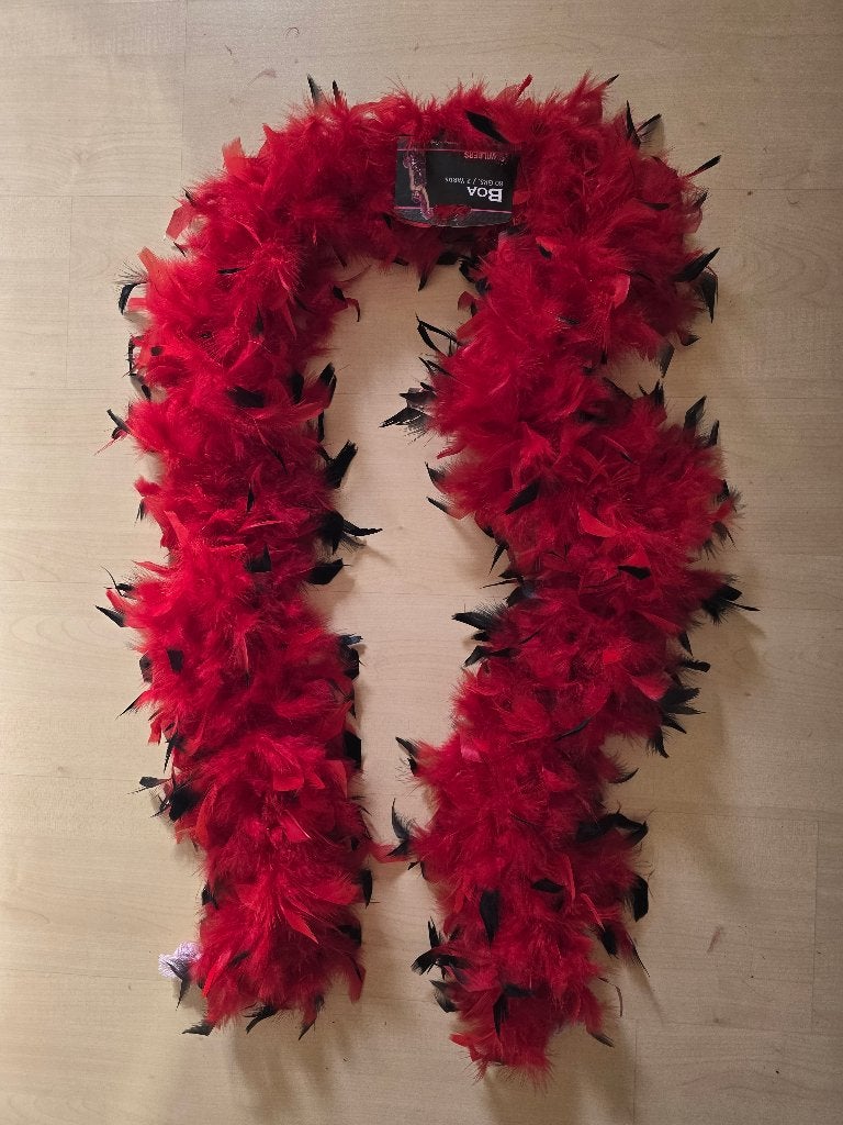 Nieuwe rode/zwarte boa - perfect voor carnaval of feestjes, Ophalen of Verzenden, Nieuw, Carnaval, Accessoires