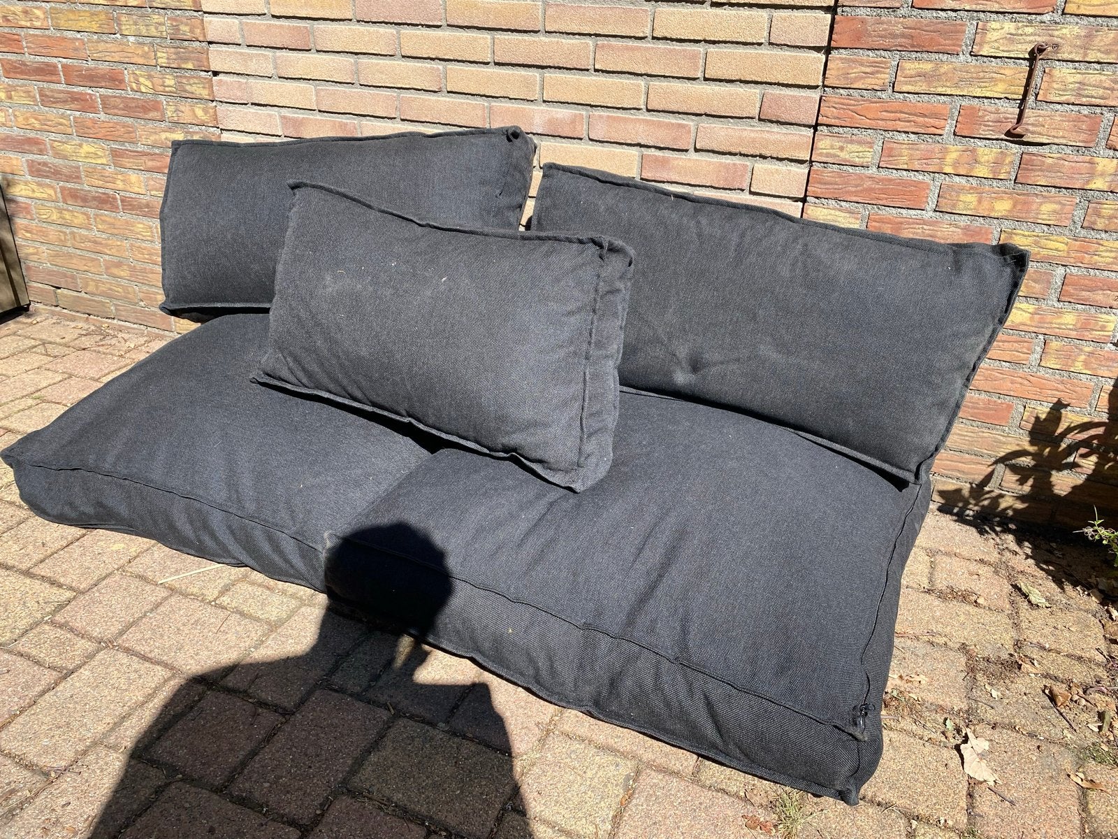 Zwarte loungekussenset voor buitenbank of palletbank, Ophalen, Gebruikt
