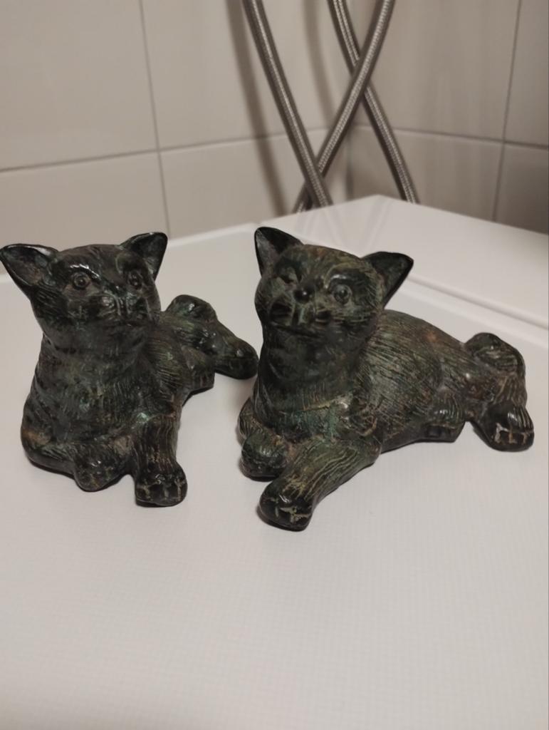 Antiek bronzen katten, Ophalen of Verzenden