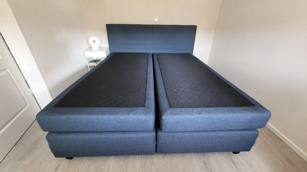 Boxspring Beter Bed 180x210 cm met Karlsson matrassen, Huis en Inrichting, Slaapkamer | Bedden, Ophalen, Gebruikt, Blauw, Tweepersoons