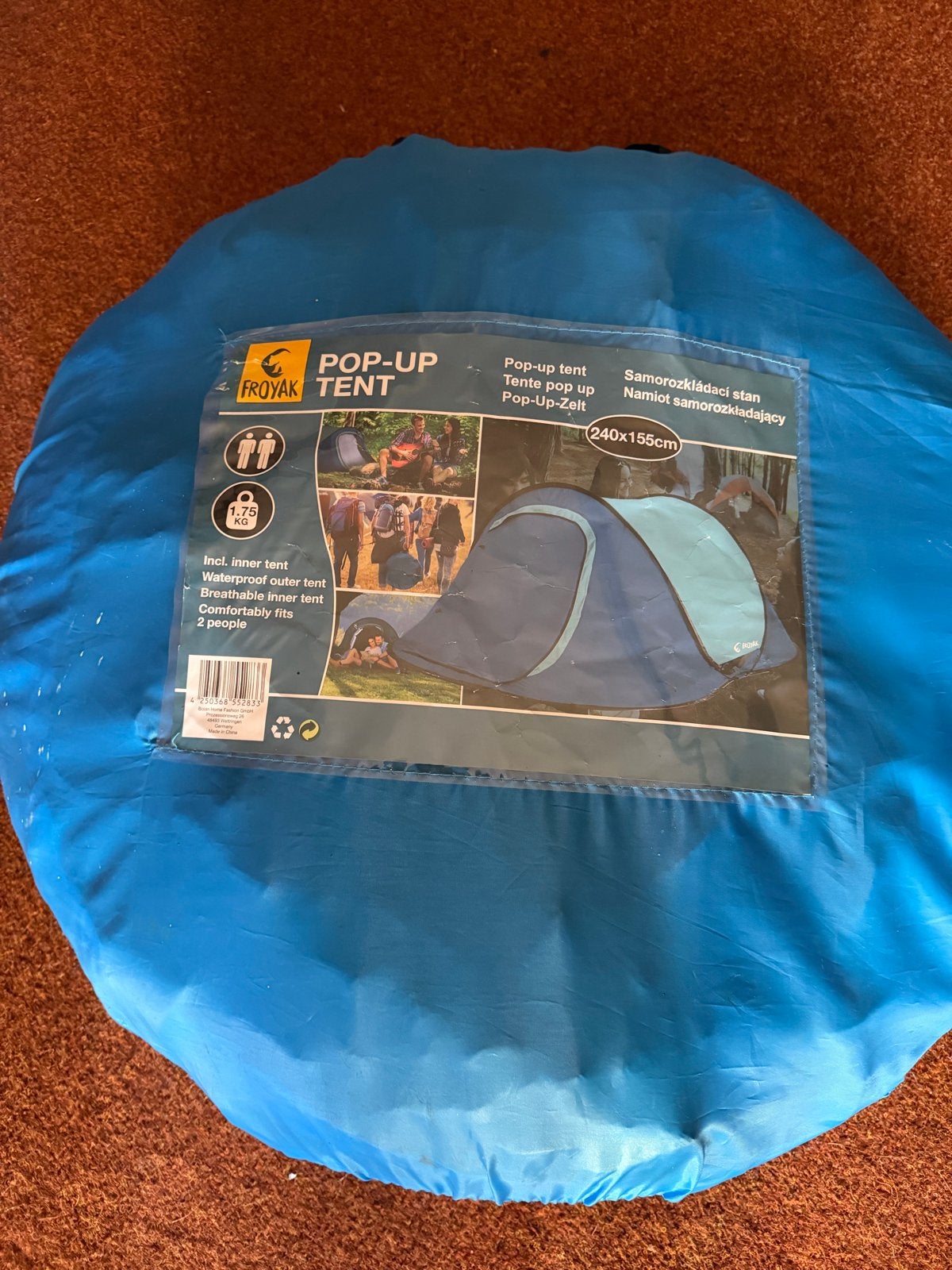 Froyak Pop-up tent 240x155 cm - 2 persoons, Ophalen, Zo goed als nieuw, Tot en met 2
