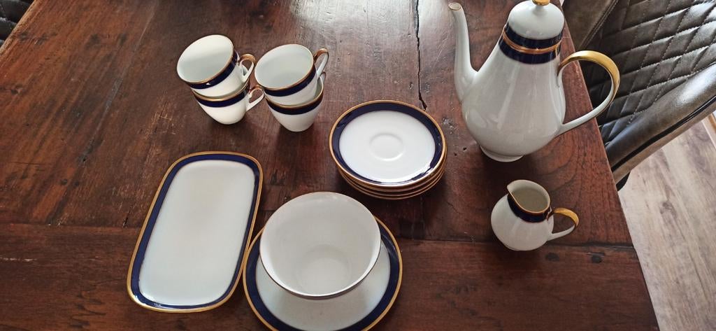 Hutschenreuther Drache Modell Servies Kobalt/Bladgoud, Ophalen of Verzenden