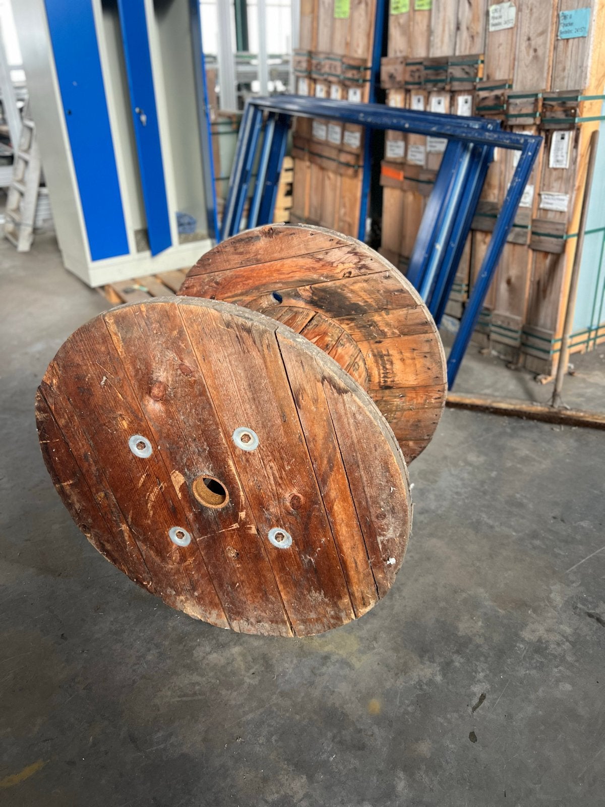 Grote Houten Electra Haspel - Diameter 100cm, Hoogte 75cm, Ophalen, Gebruikt