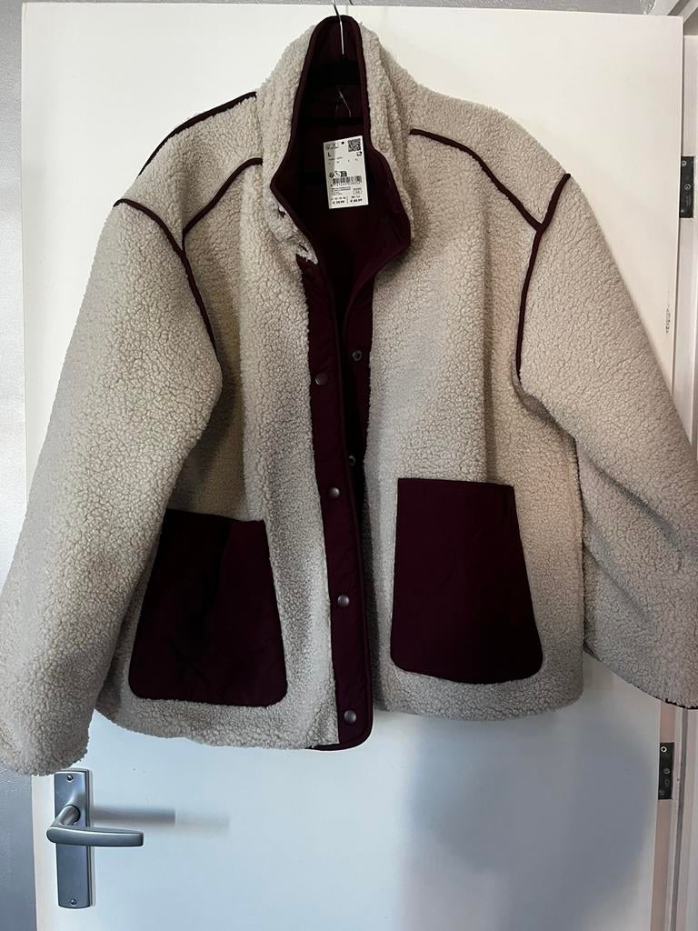 Teddy jas Hema bordeaux maat L, Ophalen of Verzenden, Zo goed als nieuw