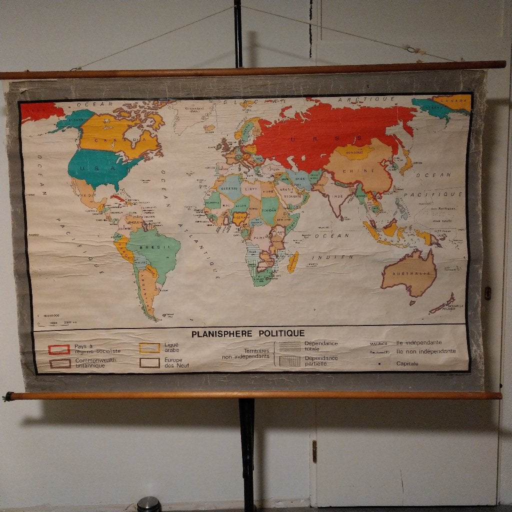 Politieke wereldkaart, Antiek en Kunst, Antiek | Schoolplaten, Ophalen, Aardrijkskunde