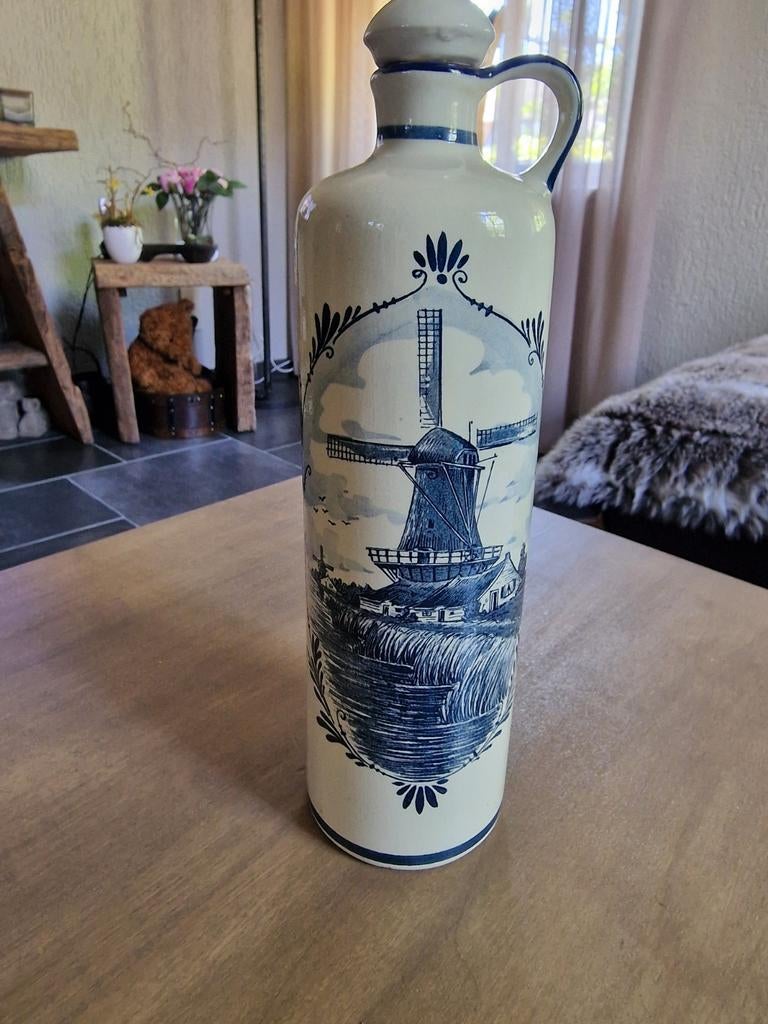 Delfts Blauwe Bols Jenever Kruik - Molen Decor, Ophalen of Verzenden