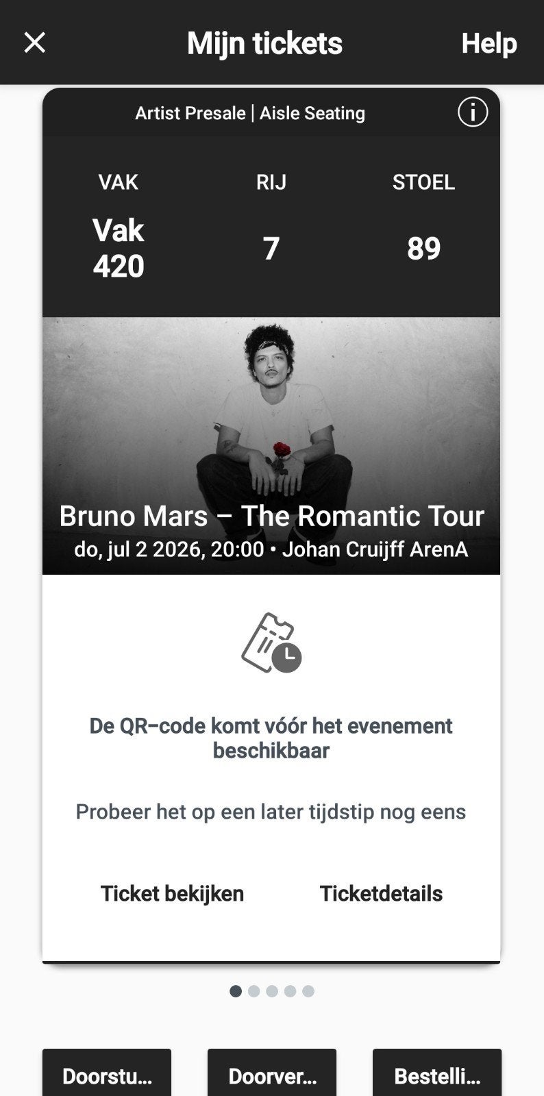 Bruno Mars Kaarten 4 stuks zie foto's., Drie personen of meer, Juli