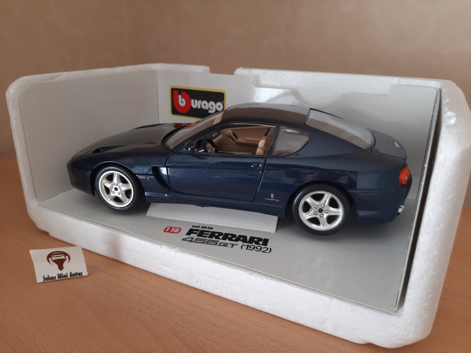 Ferrari 456 GT 1992 blauw-metallic van Bburago 1:18, Auto, Ophalen of Verzenden, Zo goed als nieuw, Bburago