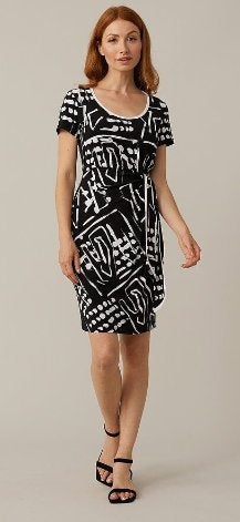Joseph Ribkoff chique stretch wit/zwarte jurk mt 40, Kleding | Dames, Jurken, Maat 38/40 (M), Overige kleuren, Verzenden, .
