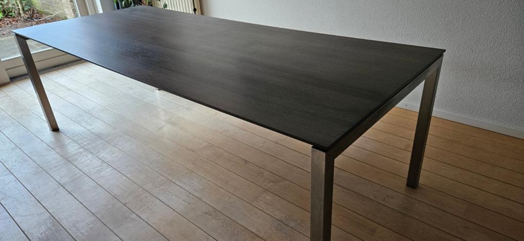 Prachtige moderne grote eiken eettafel, Huis en Inrichting, Tafels | Eettafels, Gebruikt, 50 tot 100 cm, 200 cm of meer, Vijf personen of meer