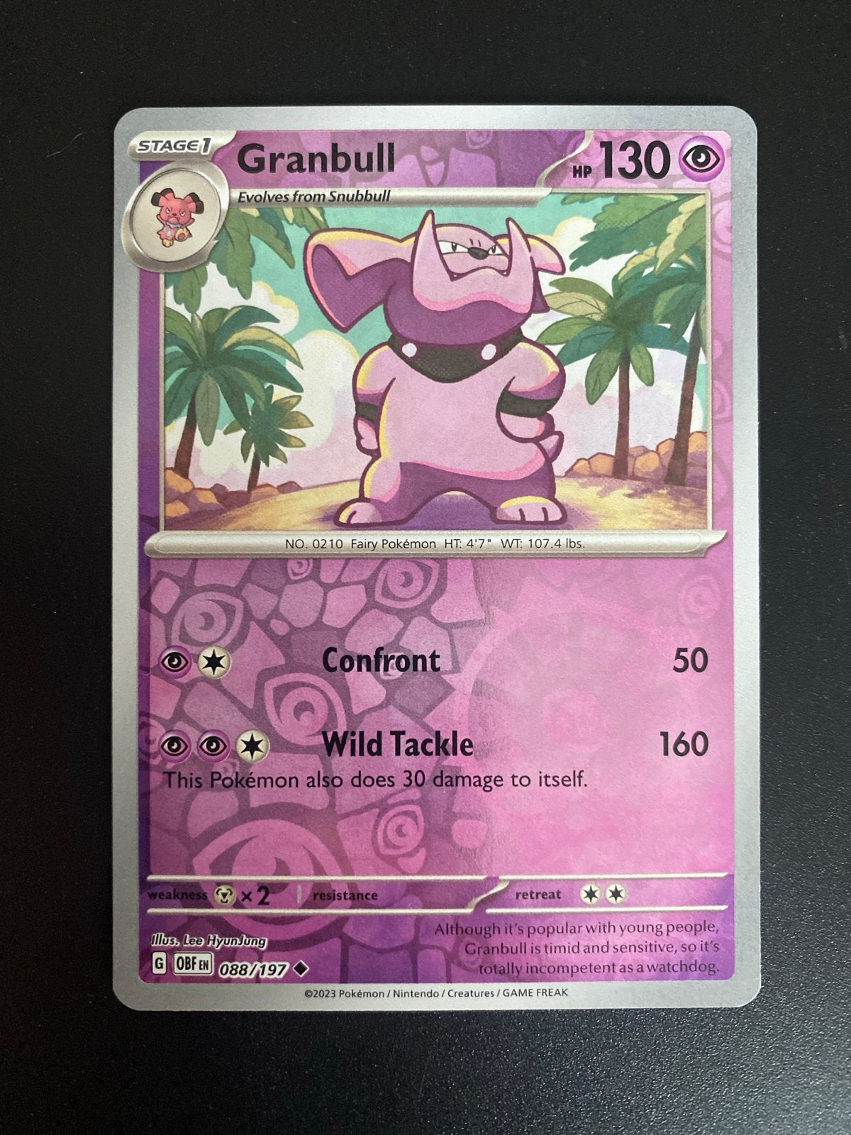 Granbull 088/197 Reverse Holo Obsidian Flames, Ophalen of Verzenden, Zo goed als nieuw, Losse kaart, Foil