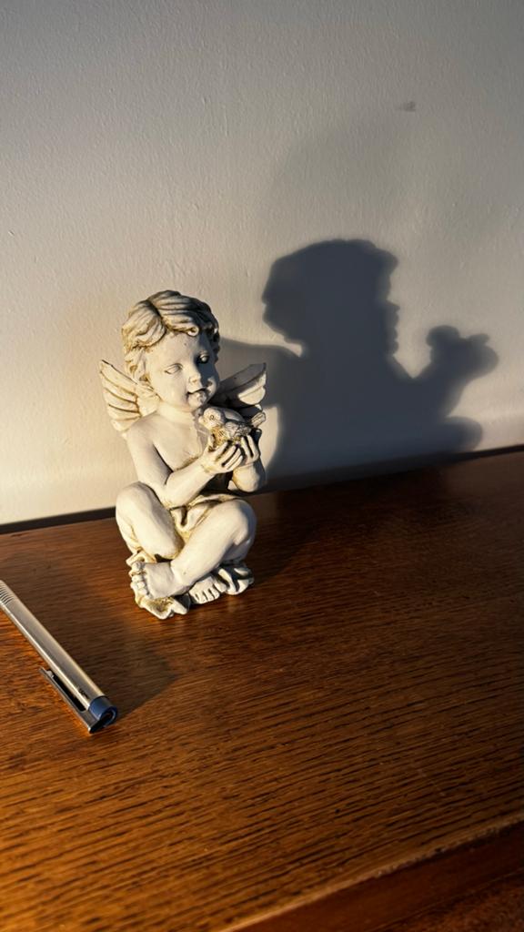 Vintage Engelenbeeldje met Duifje - Decoratief, Ophalen, Zo goed als nieuw