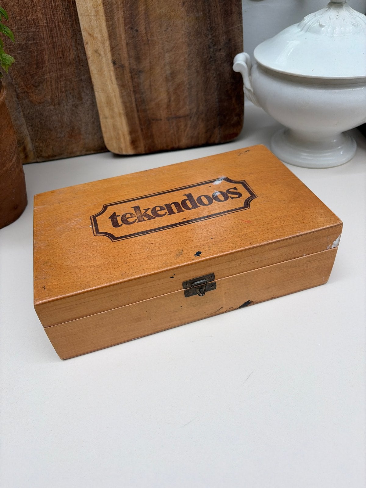 Vintage houten tekendoos, Ophalen of Verzenden, Gebruikt, Overige typen