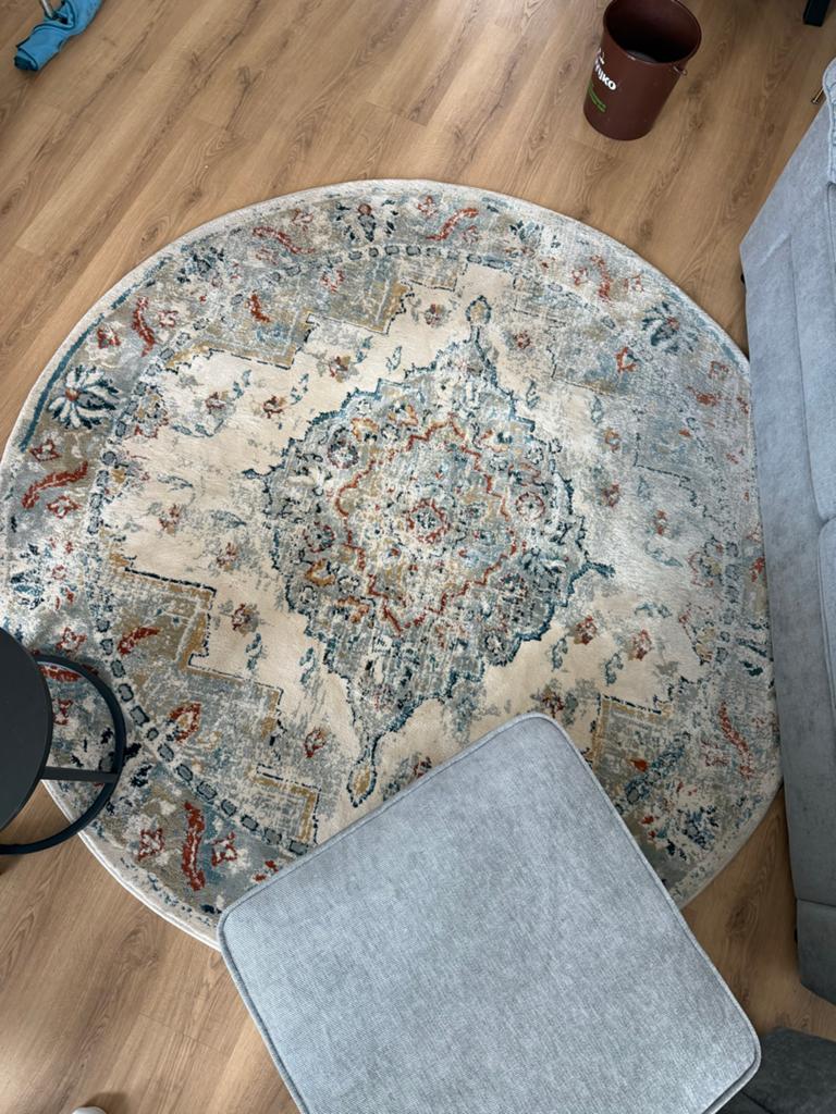 IKEA Onsevig vloerkleed rond 195cm laagpolig, Ophalen, 150 tot 200 cm, Rond, Zo goed als nieuw