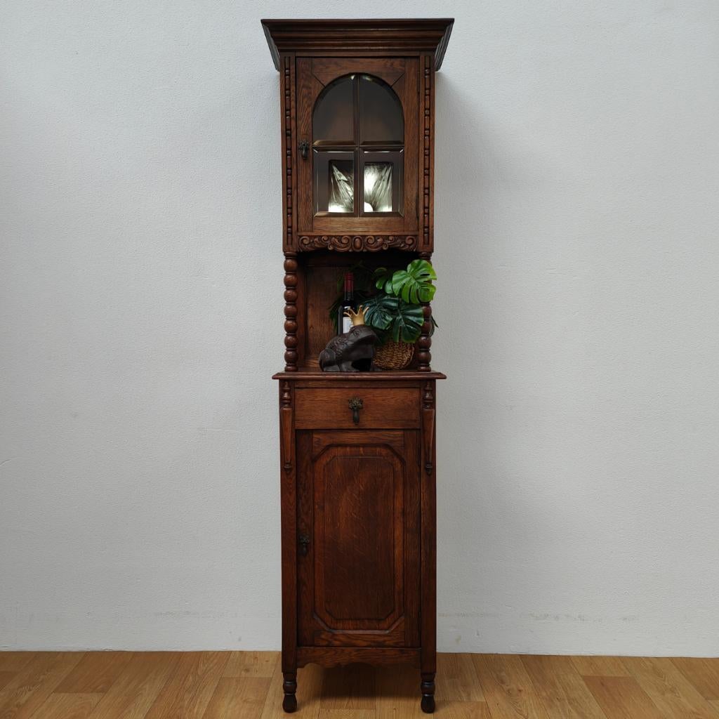 Antieke buffetkast, vitrinekast, halkast, wandkast., Valkenswaard, Gebruikt, Met deur(en), Info@flashbackfurniture.nl