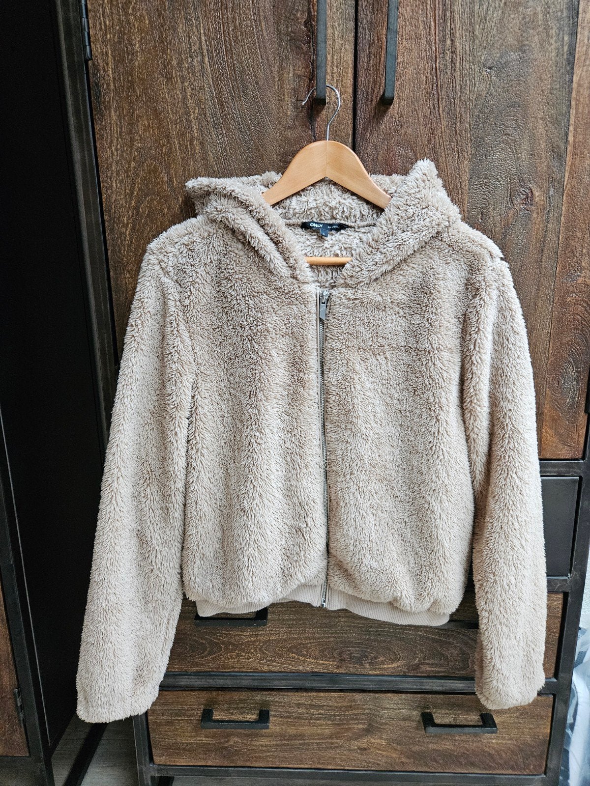 Only Teddy vest met capuchon, maat L, beige, perfecte staat, Only, Beige, Maat 42/44 (L), Ophalen of Verzenden