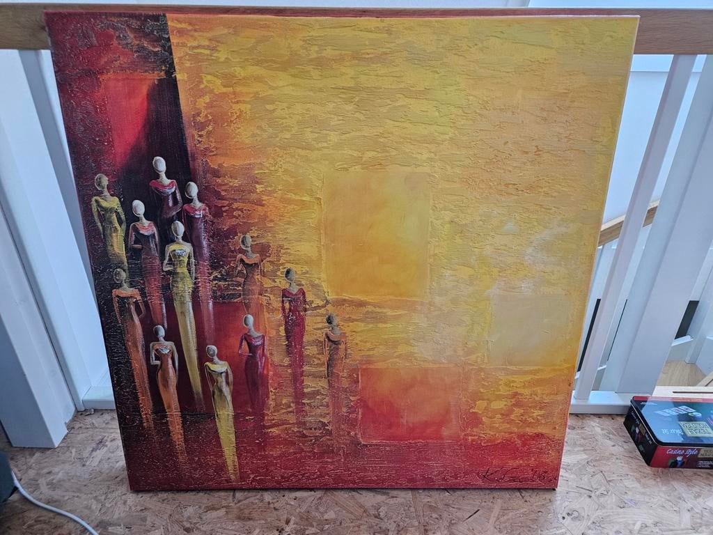 2 Schilderijen KoGa - "He and the others" - Acryl op canvas, Ophalen