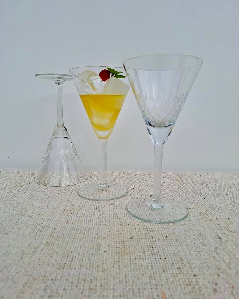 Vintage martine glazen cocktail kristal servies, Overige typen, Ophalen of Verzenden, Zo goed als nieuw, X