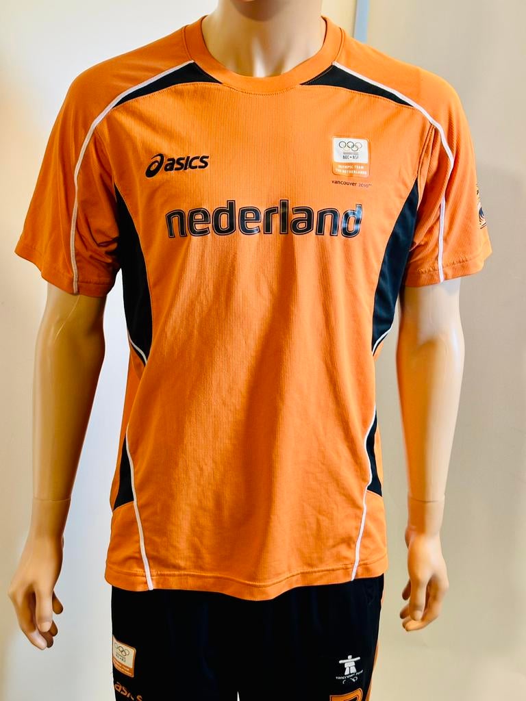 Sportshirt shirt katoen aesics maat L Nederland Vancouver, Maat 52/54 (L), Wandelen of Outdoor, Oranje, Ophalen of Verzenden
