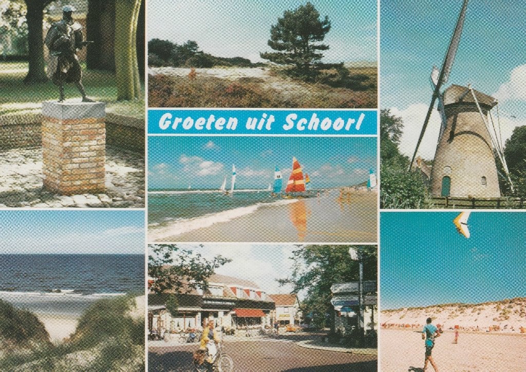 SCHOORL Standbeeld Centrum Molen Strand Groeten, Verzamelen, Verzenden, 1980 tot heden, Gelopen, Noord-Holland