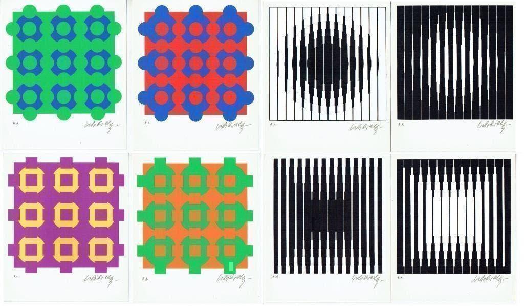 Vasarely Portfolio of (OP) ART Galery 8 Zeefdrukken, Ophalen of Verzenden
