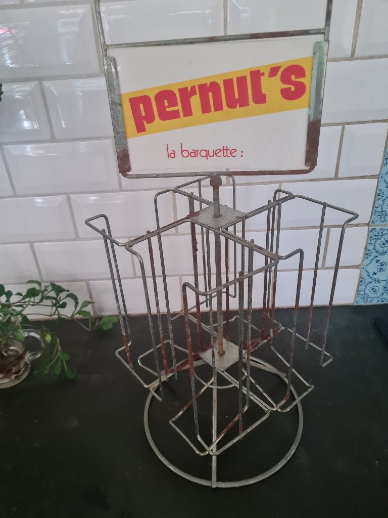 Zeer oud metalen rekje display Pernut's La barquette, Antiek en Kunst, Curiosa en Brocante, Ophalen of Verzenden