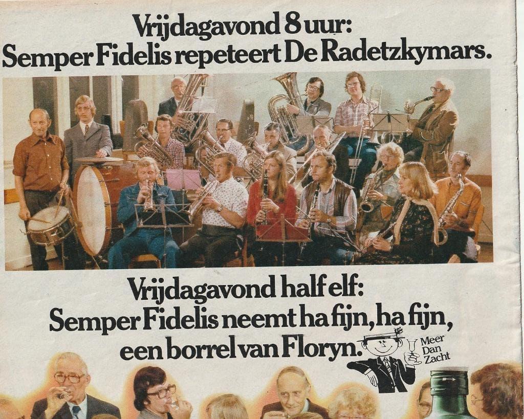 Retro reclame 1978 Floryn genever Schiedam muziekinstrument, Verzenden, Overige typen
