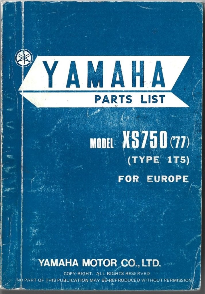Yamaha XS750 Parts List 1977 (1361z), Ophalen of Verzenden, Yamaha
