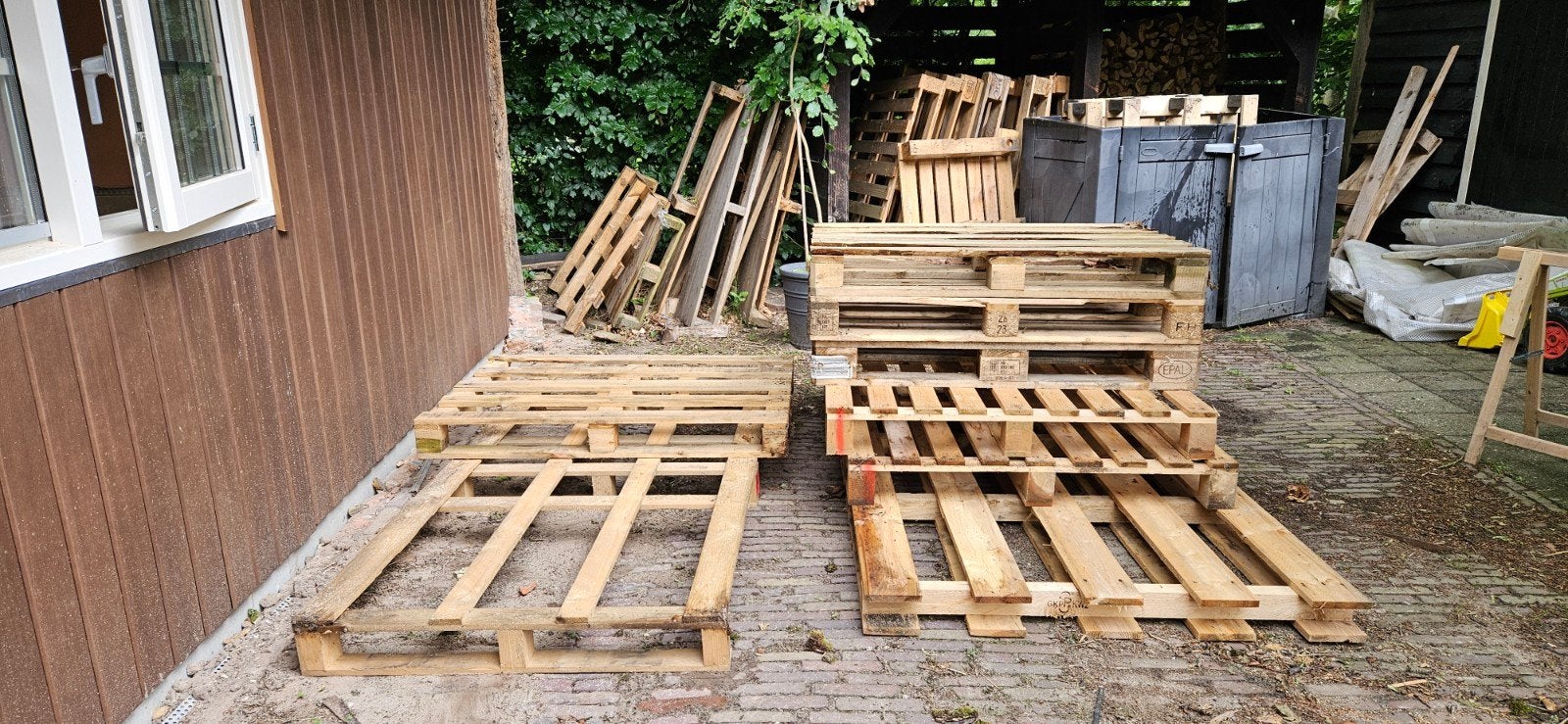Partij pallets - gratis afhalen, Ophalen, 50 mm of meer, Pallet, Minder dan 200 cm