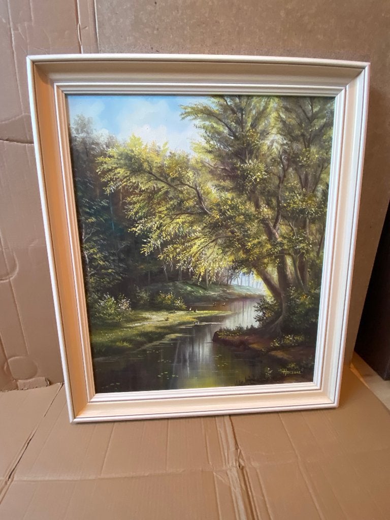 Mooi landschap schilderij, Antiek en Kunst, Doek, Ophalen of Verzenden, Landschap, Olieverf
