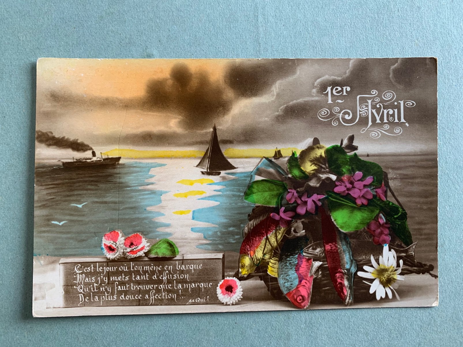 1er Avril - zeilboot, Ophalen of Verzenden, 1920 tot 1940, Ongelopen, Feest(dag)